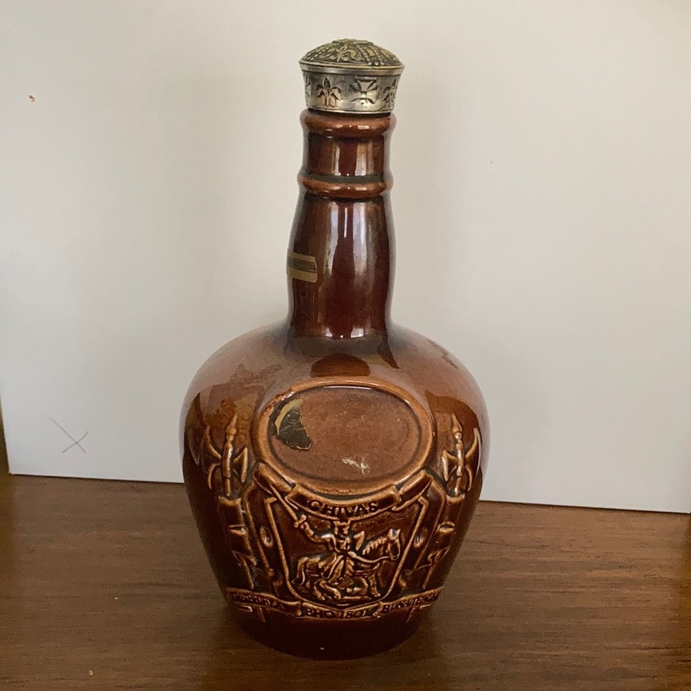 Vintage Empty Chivas Scotch Whisky Royal Bar  ManCave Decanter Bottle Flask VT
